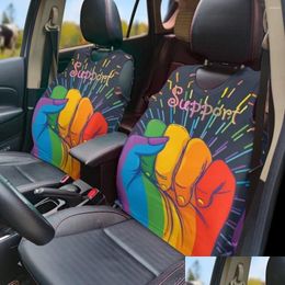 Car Seat Covers Car Seat Ers Ers Lgbt Pride 3D Pattern Vest Set Simple Style Vehicles Front Protect For Truck Comfort Cushion Drop Del Dh3Ih