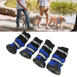Dog Apparel 4pcs Breathable Pet Shoes Waterproof Outdoor Walking Net Soft Night Safe Reflective Boots For Indoor