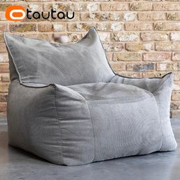 OTAUTAU Thick Soft Corduroy Bean Bag Cover Without Filler Floor Sofa Pouffe Couch with Ottoman Footrest Stool Corner Chair SF156 240118