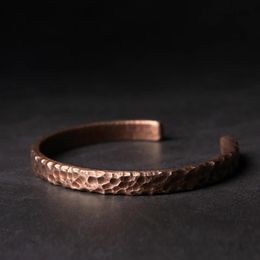 Hammered Solid Copper Metal Bracelet Rustic Vingtage Punk Unisex Cuff Bangle Viking Handmade Jewelry Gift for Men Women 240130