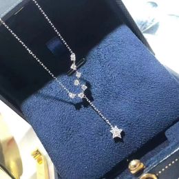 2024 Brand Star Pendant Simple Fashion Jewellery 925 Sterling Silver Pave White Sapphire CZ Diamond Gemstones Party Women Wedding Clavicle Necklace Gift