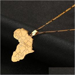 Pendant Necklaces Stainless Steel Trendy Africa Map With Congo African Maps Chain Jewelry Drop Delivery Dhuj9