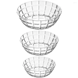 Dinnerware Sets 3 Pcs Transparent Salad Bowl Large Serving Plastic Bowls For Entertaining The Pet