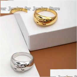 Wedding Rings 2023 New F French European And American Design Sense Advanced Light Luxury Retro Index Finger Ring With Box Girlfriend Dhwyt