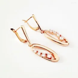 Dangle Earrings Long Cubic Zircon Earring 585 Rose Gold Colour Lady Fashion Jewellery Designs For Women Office