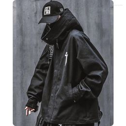 Men's Jackets Spring Trend Functional Wind High Collar Coat Loose Hooded Work Jacket Clothes Harajuku Hiphop Safari Style Outer Garment