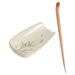 Tea Scoops 1 Set Leaf Storage Dish Scoop Accessories Ceramic Holder