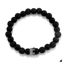 Charm Bracelets Bracelet Lava Men Women Black White For Couple Bangles Jewellery Bead Drop Delivery Jewellery Bracelets Dhach