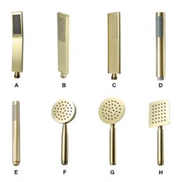 Brushed Gold Hand Held Shower Head Bathroom Gold Finished Brass or Stainless Steel Rain Shower Spray Bath Handheld Shower Heads 240202