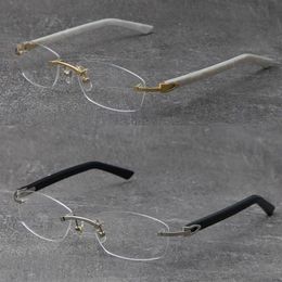 New Rimless White Arms Plank Glasses Women 18K Gold Reading Frame Men Black Optical Myopic Eyeglasses Man Woman Frames Women C Dec2269