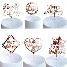 Cake Tools 1PCS Happy Birthday Topper Rose Gold Acrylic For Baby Shower Party Supplies Decorations