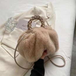 Evening Bags Solid Colour Hand Crossbody Plush Soft Clouds Women's Bag Hundred Models Tote Drawstring Shoulder Coin Purses