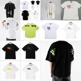 24s Men's palm t Shirt Palmangel City Designer Limited Inkjet Graffiti Letter Printing Men's Women's Sailboat Short-sleeved Casual Angels tshirt DFC