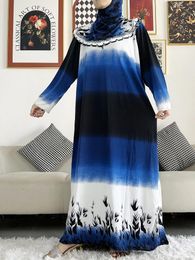 Ethnic Clothing 2024 Muslim Cotton Abayas For Women Ramadan Prayer Dubai Turkey Middle East Femme Robe Floral Loose African Dress Turban