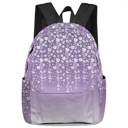 Backpack Purple Gradient Flowers Women Man Backpacks Waterproof Travel School For Student Boys Girls Laptop Book Pack Mochilas