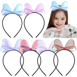 Hair Accessories 50Pcs Cute Glitter Plaid Mouse Ears Headband Headwear For Kids Baby Girls Sweet Shiny Bow Hairband Brithday