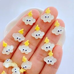 Decorative Figurines 30Pcs Cute Mini 12 13mm Lightning Cloud Series Resin Figurine Crafts Flatback Ornament Jewellery Making Hairwear