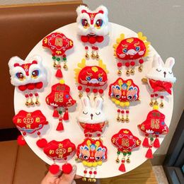 Hair Accessories Lion Dance Children Red Hairpin Cute Tassel Cloth Hanfu Sticks Ancient Headwear Embroidery Chinese Year Baby