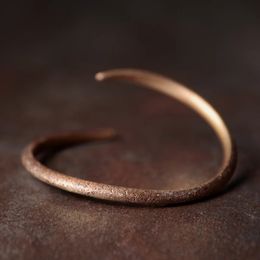 Hand Forged Cuff Solid Copper Bracelet Rustic Metal Do Old Punk Bangle Viking Handmade Jewelry Unisex Couple Lover Accessories 240130