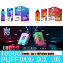 Bang box Puff 18000 E Cigarettes Kit Elf Box 18K Puffs Disposable Vape Pen Mesh Coil Rechargeable 850mAh Battery Vapers 0% 2% 3% 5%