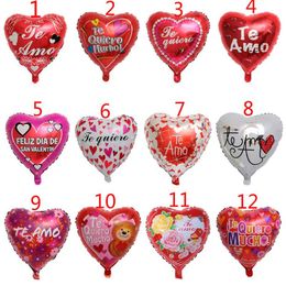 50pcs 18inch Spanish Bride and Groom I Love You foil mylar balloons Love Heart wedding Valentine's day helium balloon globos307C