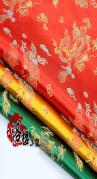 Red Brocade Jacquard Cloth Costume Chinese Wedding COS clothing cheongsam Damask Satin fabric Dragon Phoenix5136918