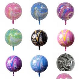 Other Event & Party Supplies 22Inch Marble Agate Balloon Aluminium Foil Colorf Rainbow Balloons For Wedding Baby Birthday Party Decorat Dhaib