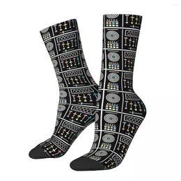 Men's Socks DJ Digital Turntables Happy Retro Modular Synthesiser Street Style Crazy Crew Sock Gift Pattern Printed