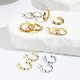 Hoop Earrings Colorful Zircon Rainbow For Women Multicolor Crystal Huggie Charming Female Wedding Earring Piercing Jewelry Gifts