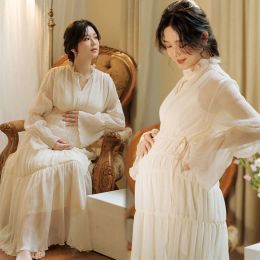 Dresses Dvotinst Women Photography Props Maternity Dresses White Elegant Perspective Pregnancy Pregant Dress Studio Shoots Photo Clothes