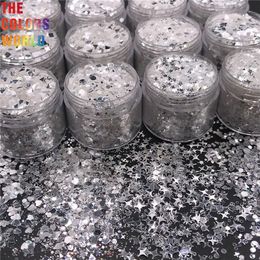 TCT-131 Shinning White With Silver Colours Glitter For Nails Art Decoration Body Art Nail Gel Polish Manual DIY Crafts Decoration 240202