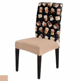 Chair Covers Coffee Beans Texture Cover Set Kitchen Stretch Spandex Seat Slipcover Home Dining Room