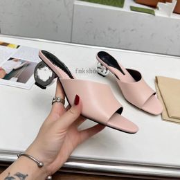 Strange Heels sandal Summer Mules Real Leather Slip On Luxury Designer Slippers Sexy Party Wedding High Heel Shoes Femininas 1.25 06