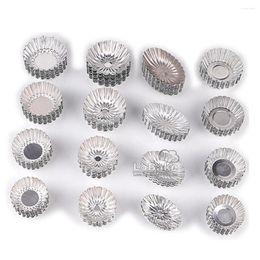 Baking Tools 10pcs/lot Various Wavy Fluted Edge Round Flower Oval Boat Shape Aluminium Tart Mould Jelly Pudding Cup Mold Pans DIY Tool