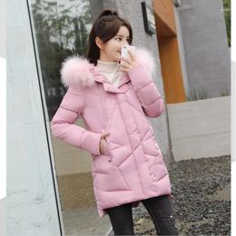 Women's Trench Coats Winter Clothes Women Parka Fur Collar Cotton-padded Jacket Puffer Warm Thick Coat Long Sleeve Outerwear Korean Chic