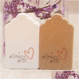 Other Festive & Party Supplies Kraft Paper Thank You Tag 100Pcs/Lot 5X3Cm Diy Handmade Baking Wedding Birthday Valentine Gift Wrap Dro Dhrw5