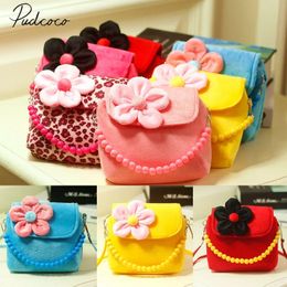 Brand Lovely Baby Girls Kids 3D Flower Mini Zipper Shoulder Messenger Purse Bag Leopard Candy Colour Coin Purses Gift 240118