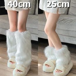 Women Socks Faux Fur Leg Warmers Fall Leggings JK Boots Stocking Girls Lolita Punk Boot Cover Harajuku Foot Warming