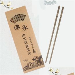 Chopsticks 10Pairs 25 Cm Wooden Chopsticks Handmade Dishwasher Safe Chinese Classic Style Gift Fas6 Drop Delivery Home Garden Kitchen, Dhybj
