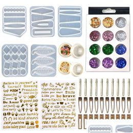 Craft Tools Diy Hair Pin Casting Mould Set Kit Epoxy Pendant Bookmark Resin Barrette Moulds Includes 30 Pieces Clip 5 Sile Drop Delivery Dh0Hz