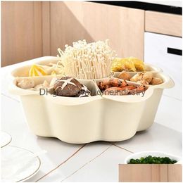 Dinnerware Sets Rotating Pot Platter Mti-Grids Vegetable Kitchen Fruit Plate Tray Basket Drop Delivery Dhqzr