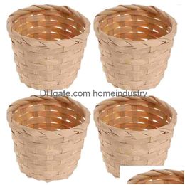 Dinnerware Sets Rural Woven Baskets Fruit Arrangement Portable Storage Bamboo Mini Desktop Basket Drop Delivery Dh8He