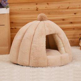 Mats Deep Sleep Round Kennel Semiclosed Cat Kennel Rabbit Fur Autumn and Winter Nest Pad Pet Kennel Small and Mediumsized Dogs