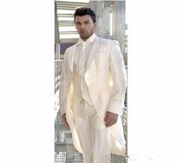 Ivory Tailcoat Groom Tuxedos Morning Style Men Wedding Wear High Quality Formal Prom Party Suit CustomizeJacketPantsvest Men5097172