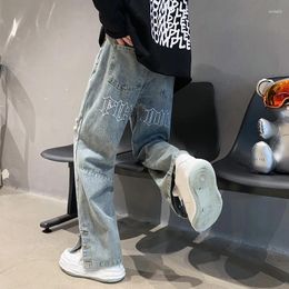 Men's Jeans Retro High Street Jean Pants For Men Letters Embroidery Hip Hop Straight Loose Fashion Casual Male Streetwear Denim Trousers