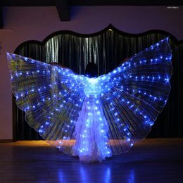 Stage Wear Belly Dance Colorful Alas LED Wings For Adult Performance Fluorescent Butterfly Isis Carnival Festival Outfit Sticks