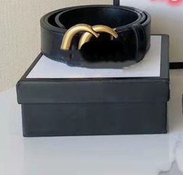 Designer Belt for Men Luxury Women Belts Black Leather Business Womens Classic Big Gold Buckle Cowhide Width 2.0cm 3.0cm 3.4cm 3.8cm with box