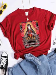 Women's T Shirts Rose Our Lady Of Guadalupe Printing Womens Tshirt Street Hip Hop Shirt Cool Summer Sweat Streetwear Breathable Female