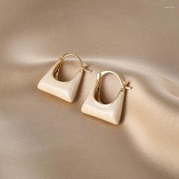 Dangle Earrings Korean Fashion Minimalist Design Sense White Drop Glaze Carrying Bag Women's Gift Banquet Jewellery 2024