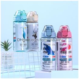 Water Bottles 500Ml Bottle Portable My For Women Girl Outdoor Flamingo Fashion Leak Proof Cartoon Drop Delivery Dhwxs